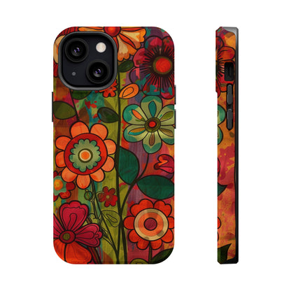 Retro Watercolor Abstract Floral Summer Style MagSafe Phone Case, iPhone 15 Case