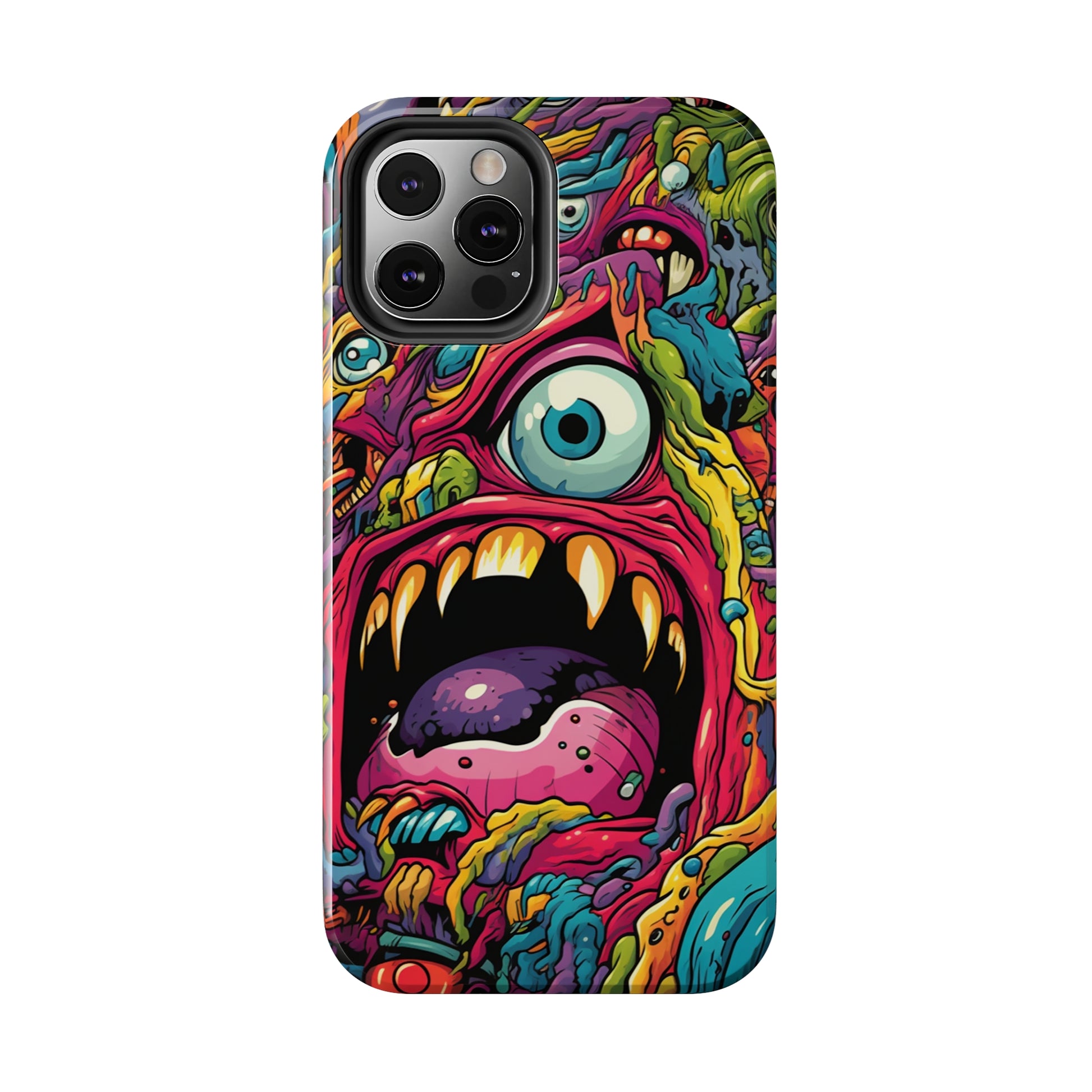 Trippy iPhone case with intricate creature patterns