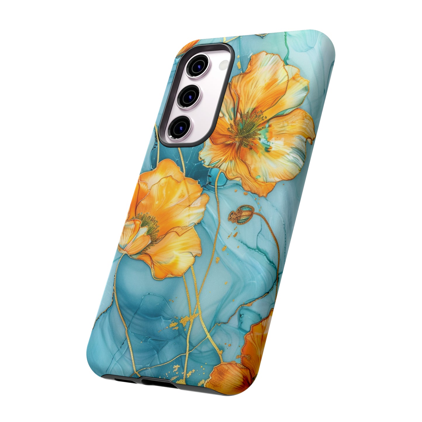 Gold Poppies Color Splash Floral Design Phone Case