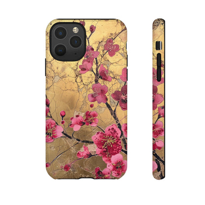 Pink Forget Me Nots Gold Floral Phone Case