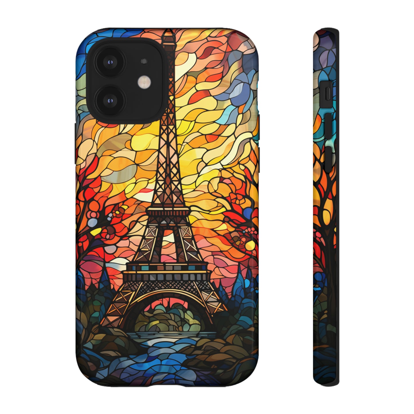 Parisian Elegance: Stained Glass Eiffel Tower | Artistic Flair iPhone Case for iPhone Models 11 through 14 Pro Max, Samsung Galaxy, and Google Pixel