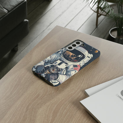 The Astronaut and the Cosmic Cat Phone Case