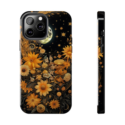 Cottagecore Floral Sun Moon Stars iPhone Case | Embrace Mystical Nature's Beauty