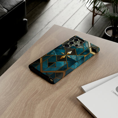 Gold and Blue Marble Mosaic Phone Case