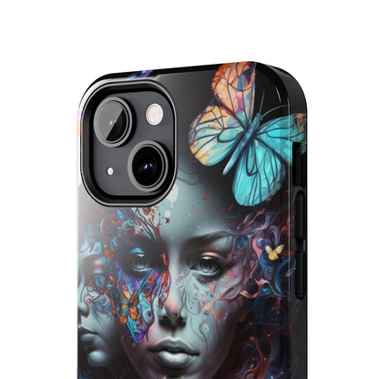 Synthwave Butterfly Girl Trippy Fantasy Art iPhone Case | Embrace the Futuristic Vibe with Whimsical Artistry