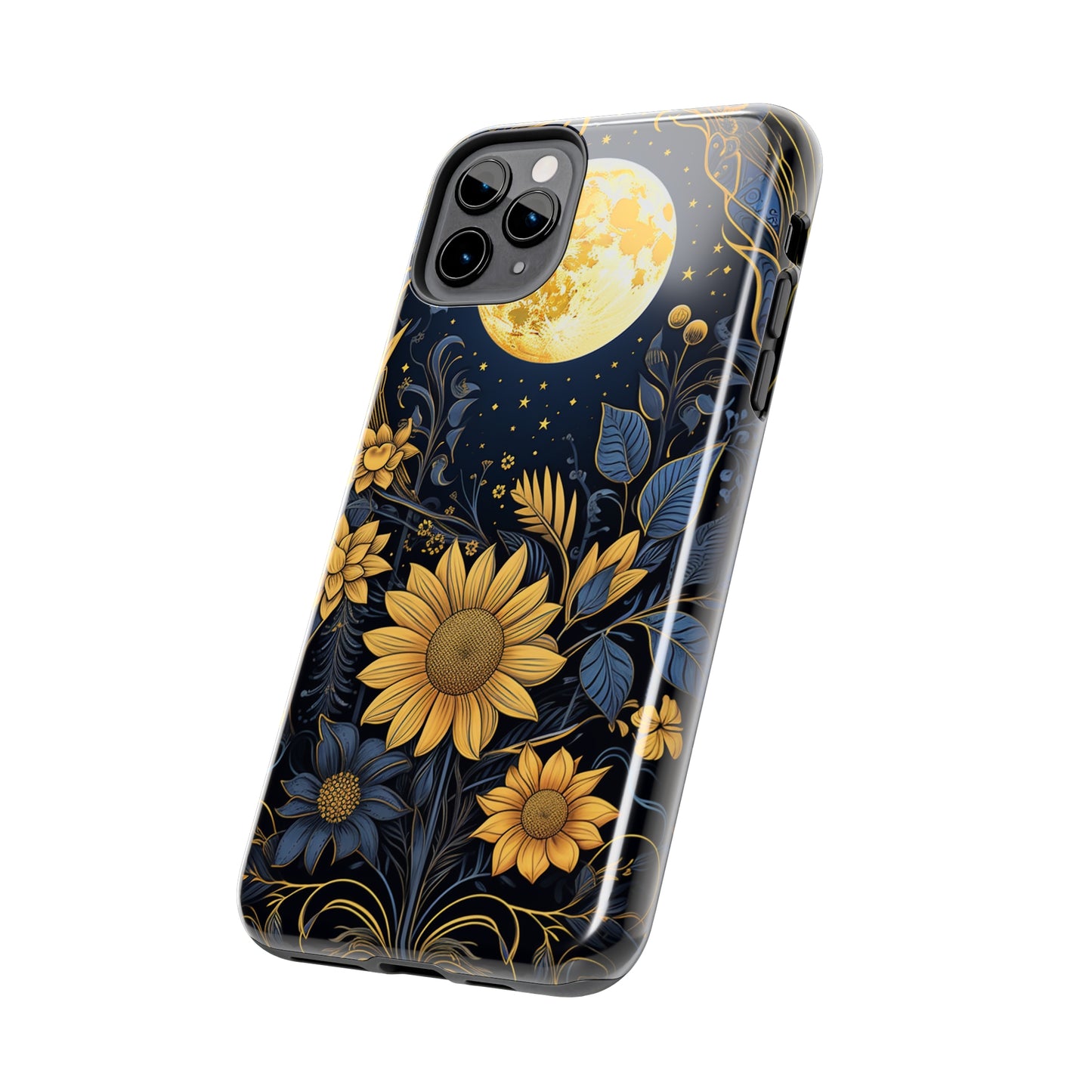 Starry Night Boho Meets Cottagecore: Floral Sun, Moon & Stars iPhone Case