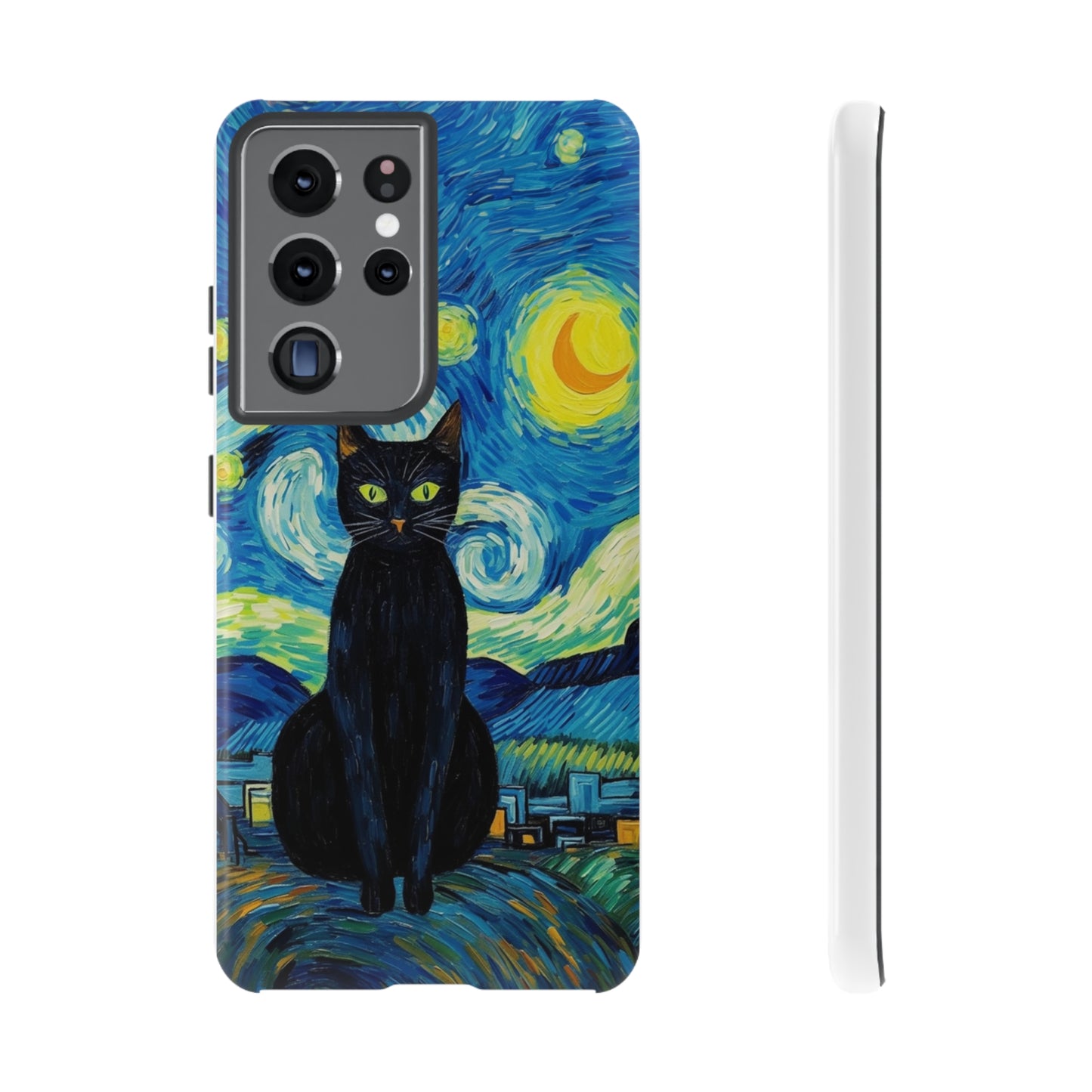 Starry Night Van Gogh Black Cat iPhone, Samsung Galaxy, Google Pixel  Case | Embrace Artistic Whimsy and Feline Charm