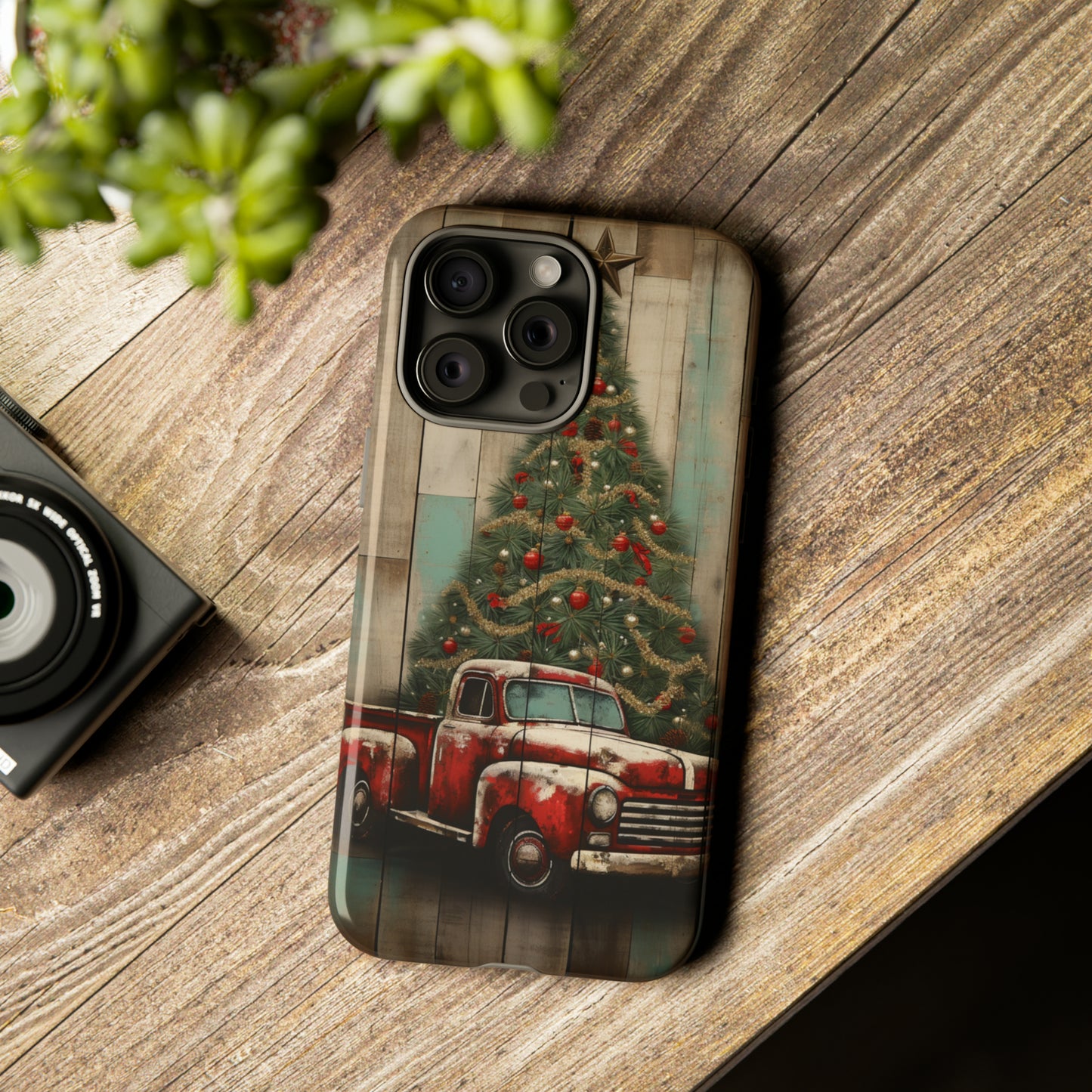 Classic Red Pickup Truck Christmas Phone Case