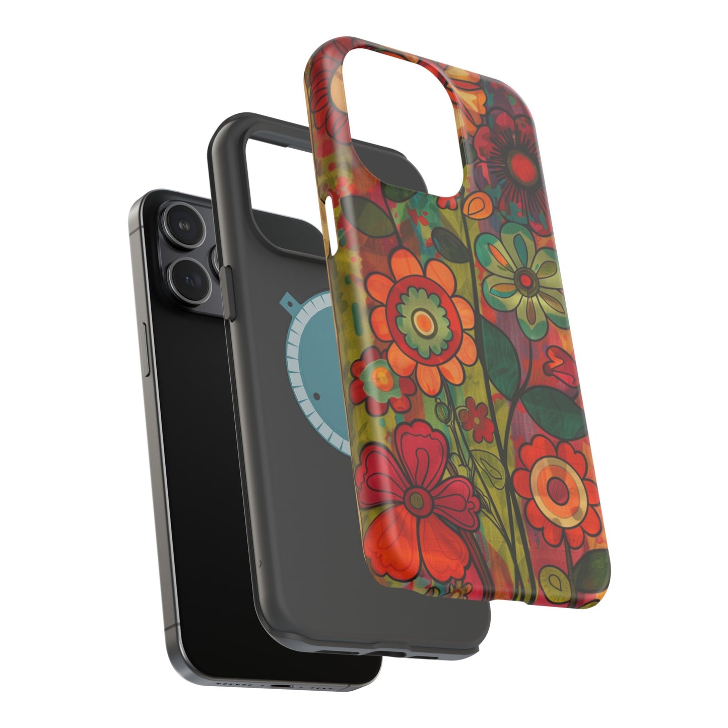 Retro Watercolor Abstract Floral Summer Style MagSafe Phone Case, iPhone 15 Case