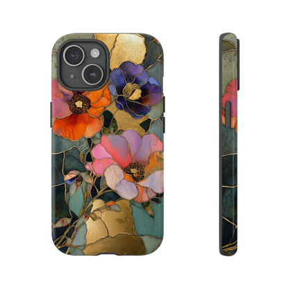 Stained glass floral phone case for iPhone 15