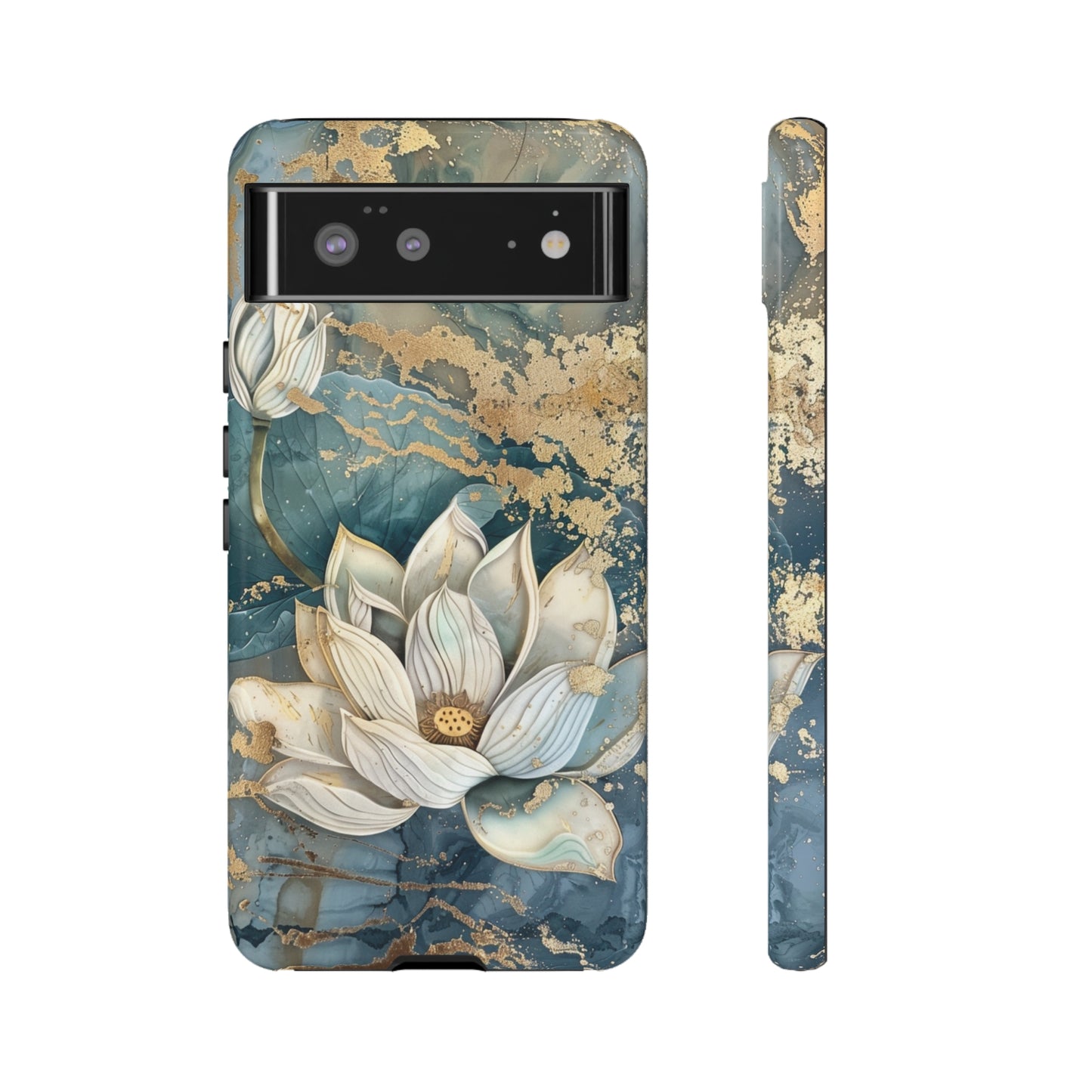 Zen Stained Glass Marble Lotus Floral Design Phone Case