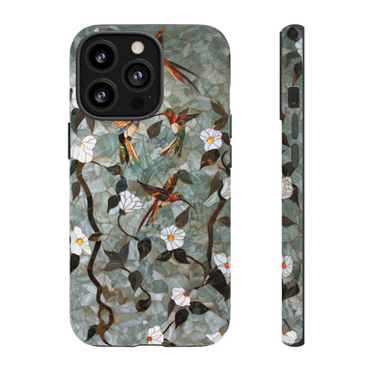 Stained Glass Hummingbirds and Flowers iPhone Case