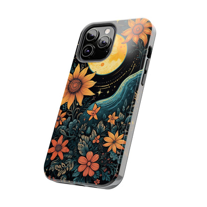 Boho Meets Cottagecore: Floral Sun, Moon & Stars iPhone Case – A Celestial Delight