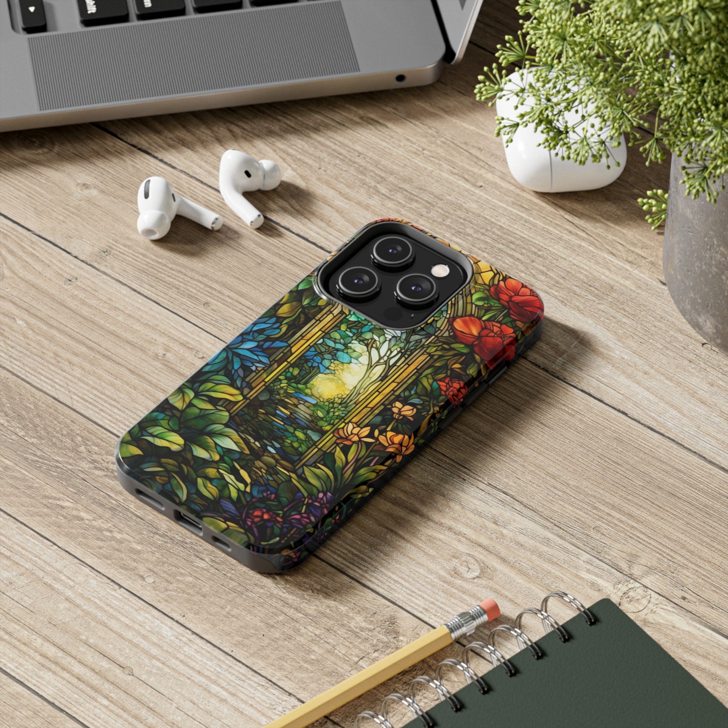 Secret Garden Stained Glass iPhone Tough Case | Unveil the Beauty of Nature with Reliable Protection