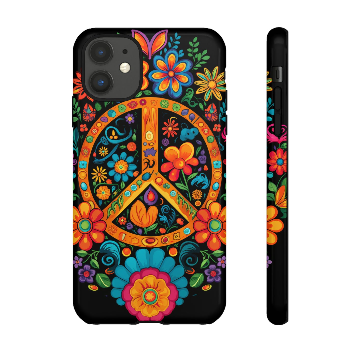 Peace Sign Embroidery Floral Hippie Style Phone Case