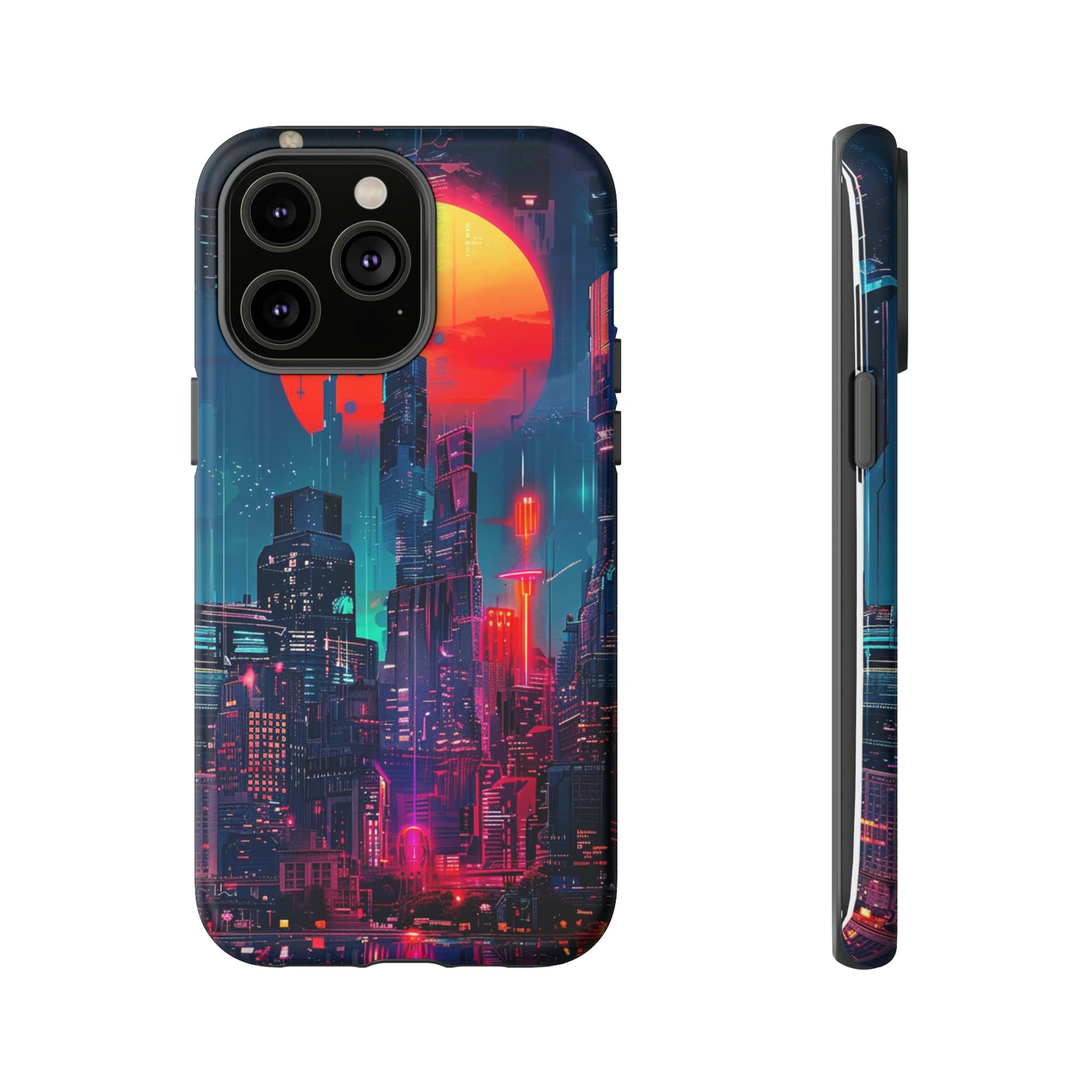 Cyberpunk Full Moon Cityscape Phone Case