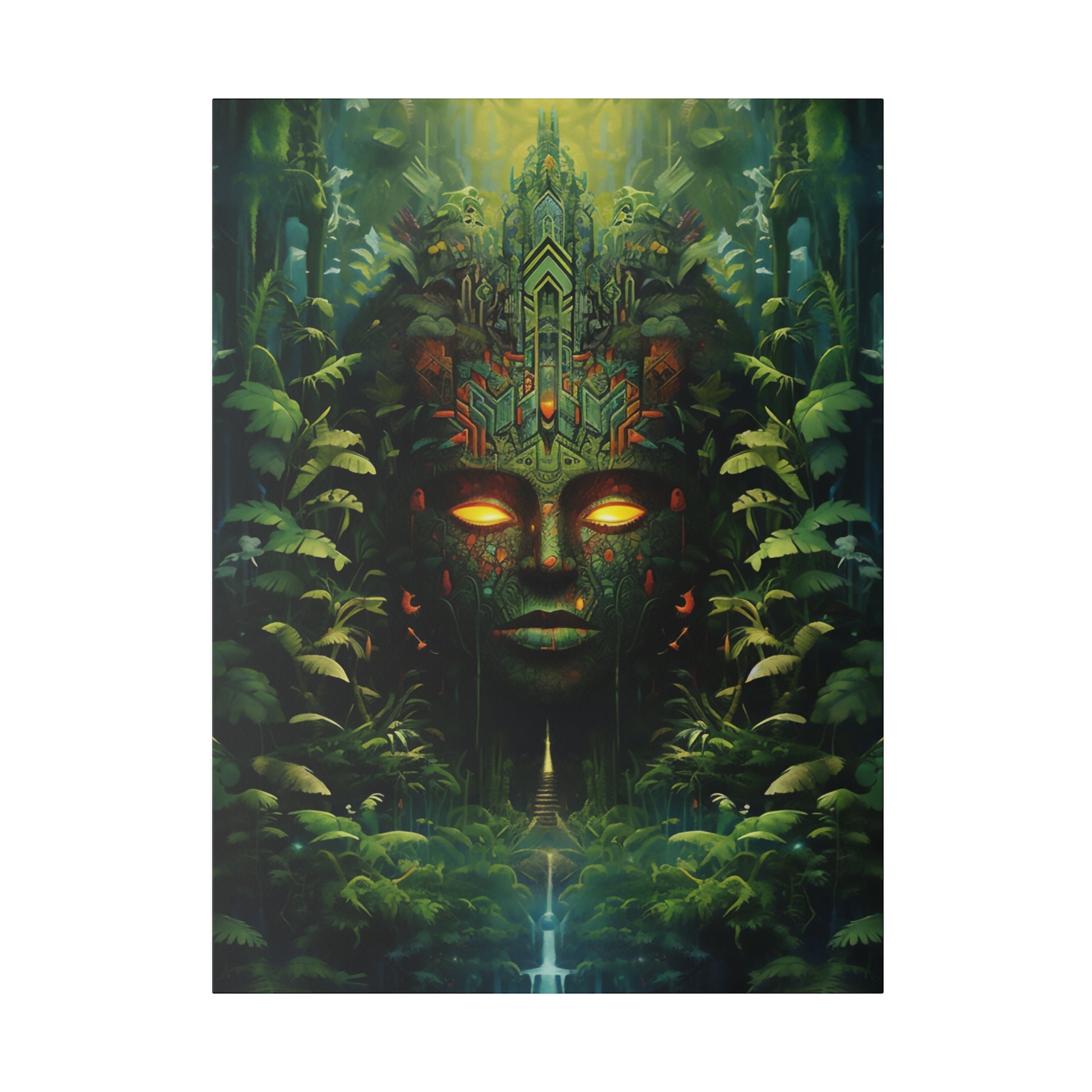 Ayahuasca-Inspired Psychedelic Art Nature Nymph Portrait - Vibrant Stretched Canvas Print