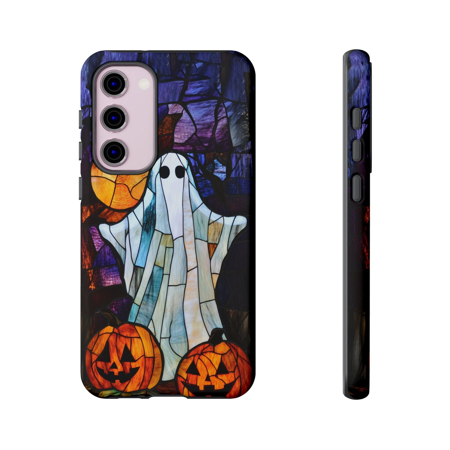 Stained Glass Halloween Ghost and Jack-o'-Lanterns Phone Cover