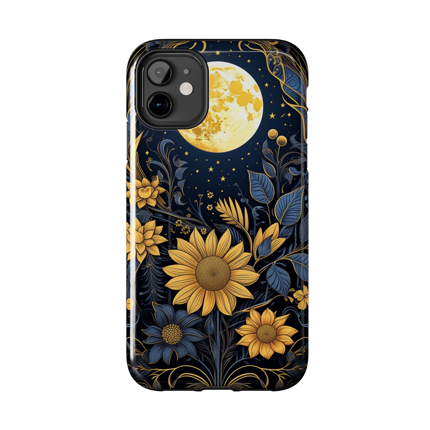 Starry Night Boho Meets Cottagecore: Floral Sun, Moon & Stars iPhone Case