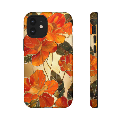 Orange Floral Phone Case Stained Glass Flower Aesthetic