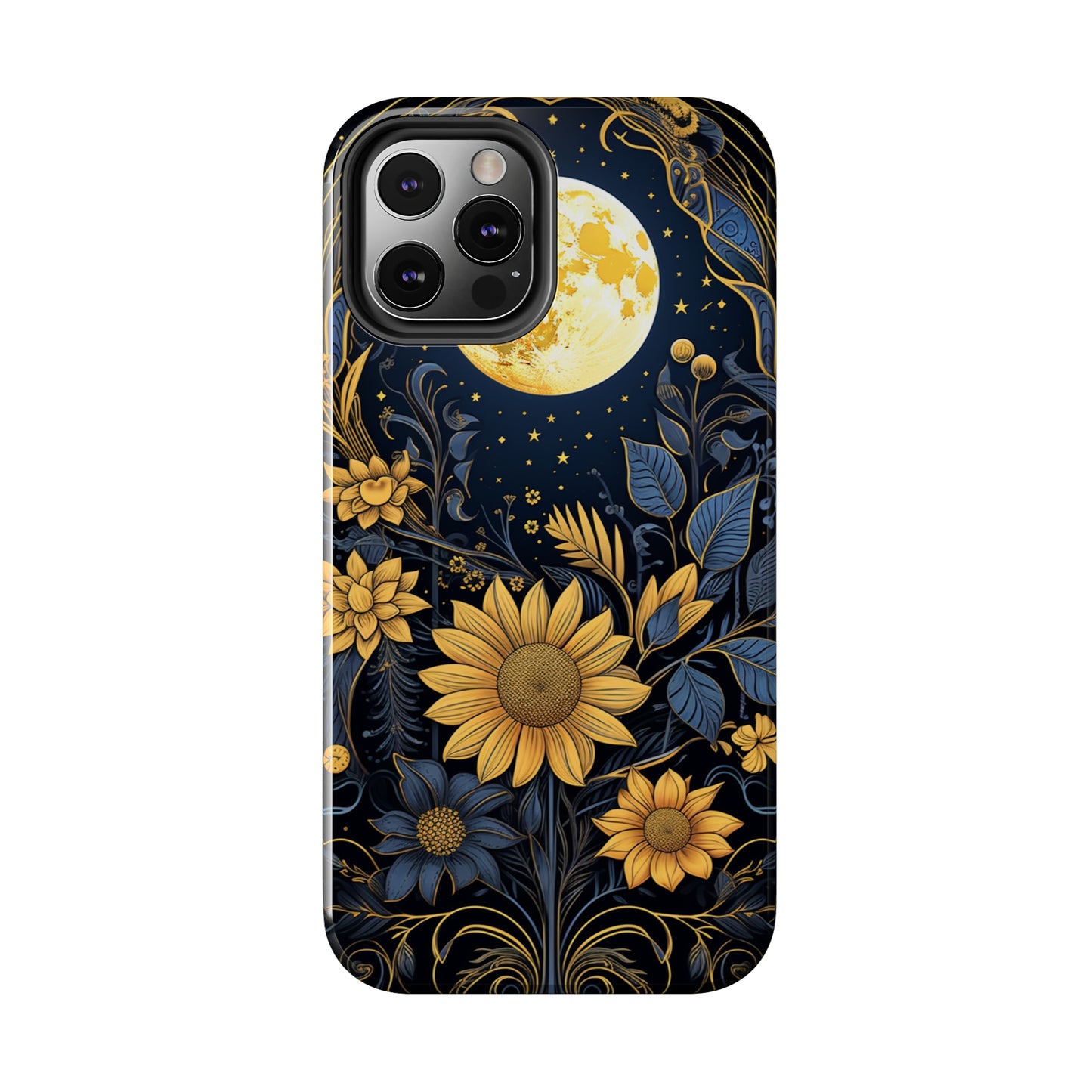 Starry Night Boho Meets Cottagecore: Floral Sun, Moon & Stars iPhone Case