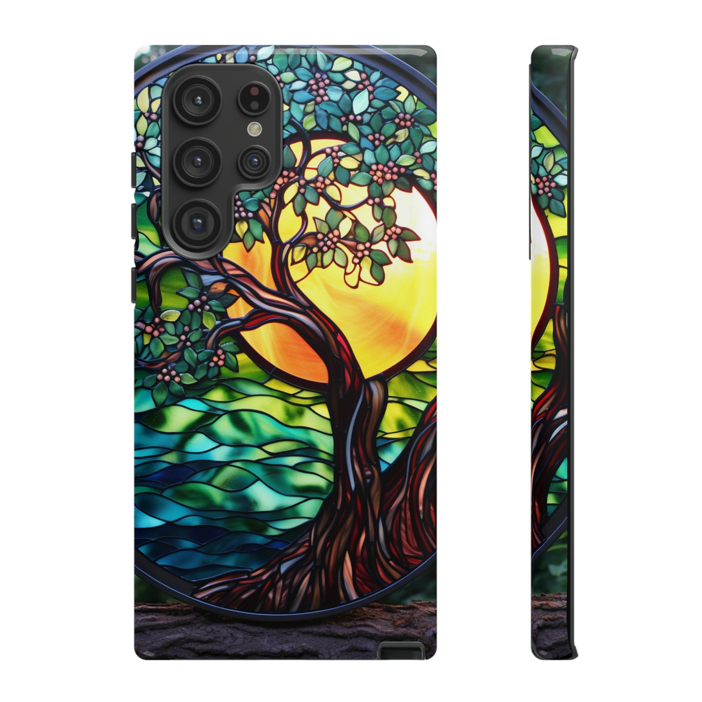 Stained Glass Mosaic Tile Tree of Life Full Moon