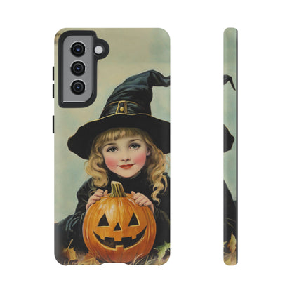 Vintage Halloween Card Witch and Jack-o'-lantern Phone Cover