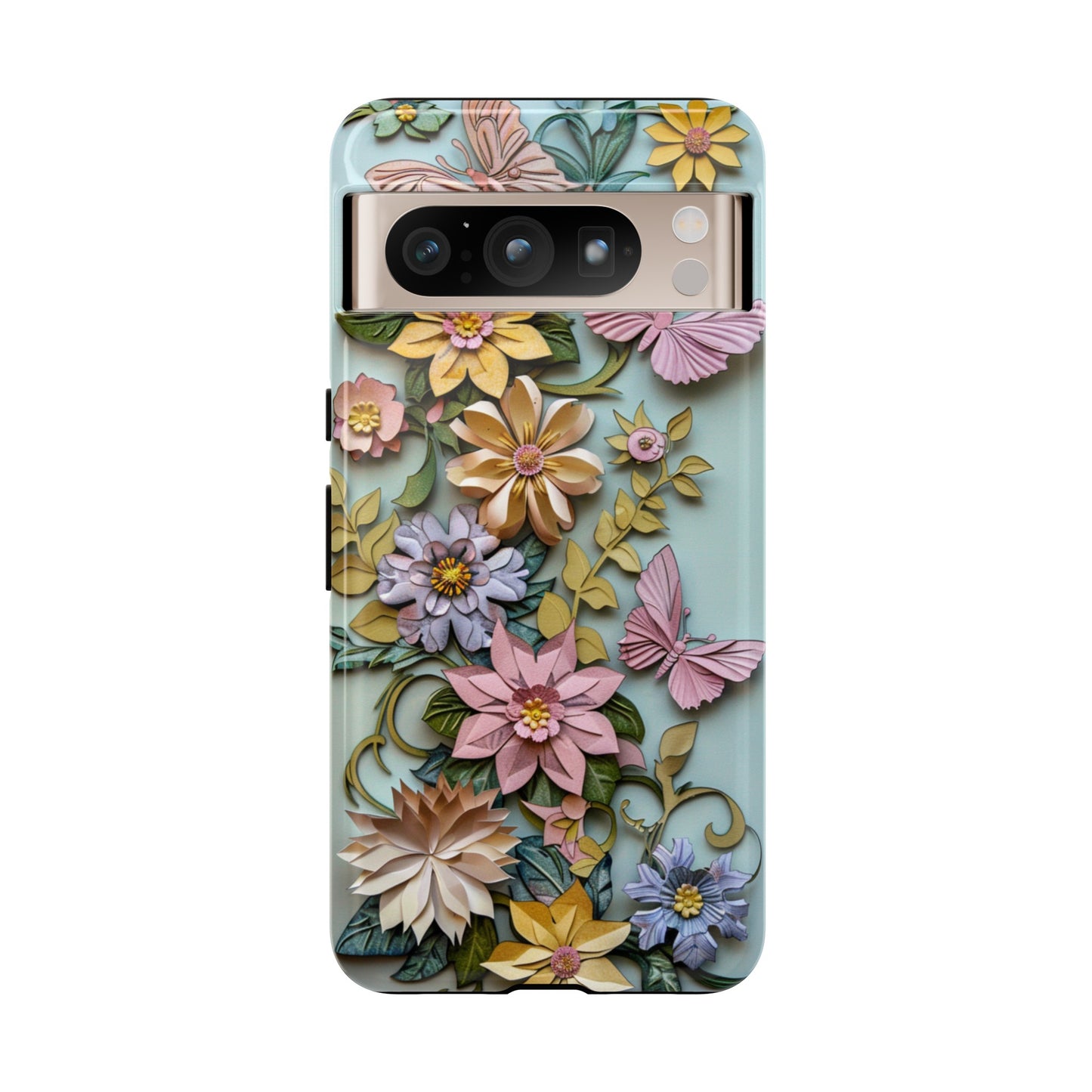 Pastel Pink Butterflies and Flowers iPhone Case