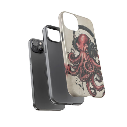 Retro Style Japanese Octopus Listening to Headphones Phone Cover