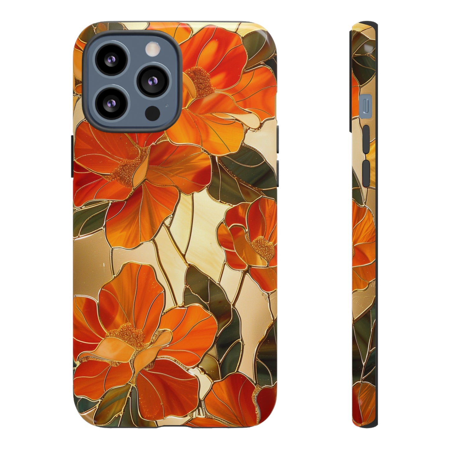 Orange Floral Phone Case Stained Glass Flower Aesthetic