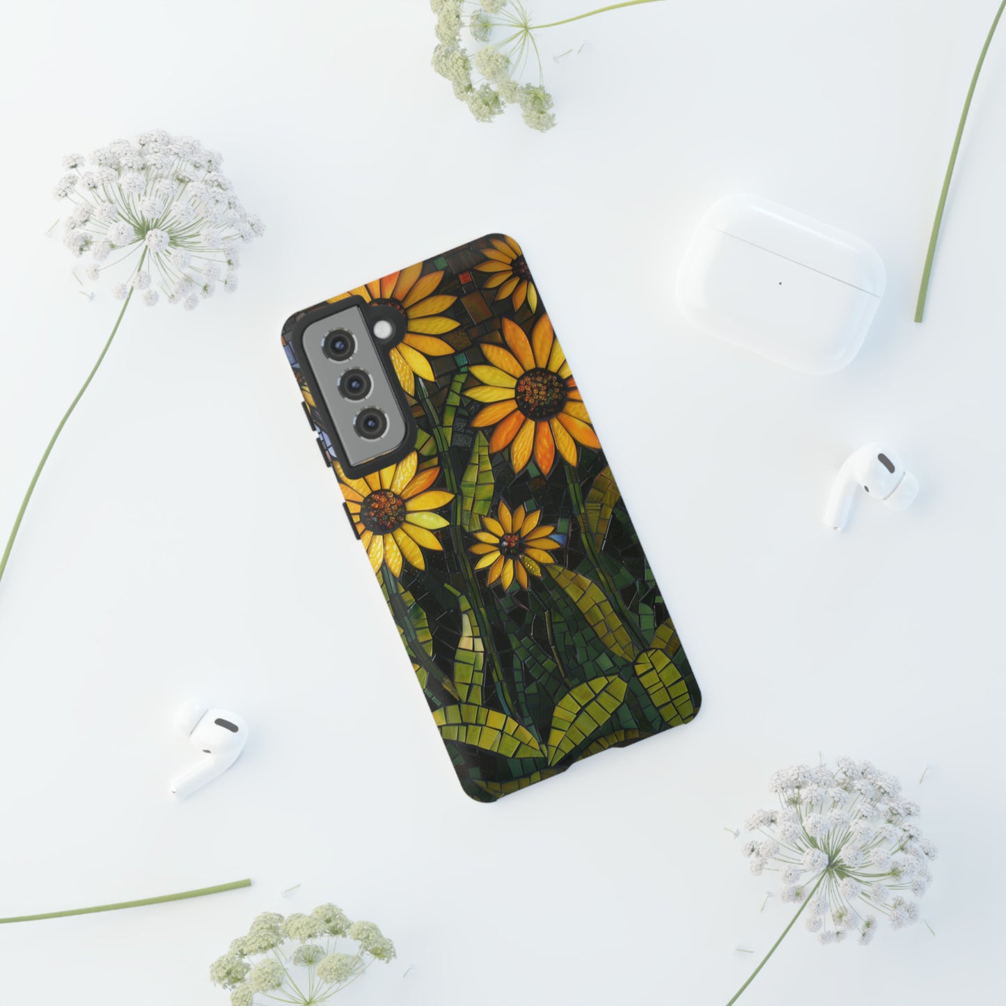 Yellow and Gold Daisy Mosaic Stained Glass Phone Case