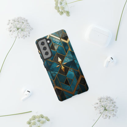 Gold and Blue Marble Mosaic Phone Case