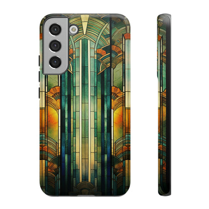 Art Deco Stained Glass floral Phone Case for iPhone 15, 14, Pro Max, 13, 12 & Samsung Galaxy S23, S22, S21, Google Pixel