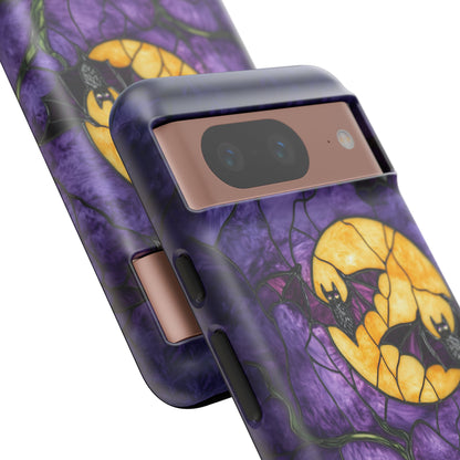 Full Moon Stained Glass Style Halloween Bats Phone Case