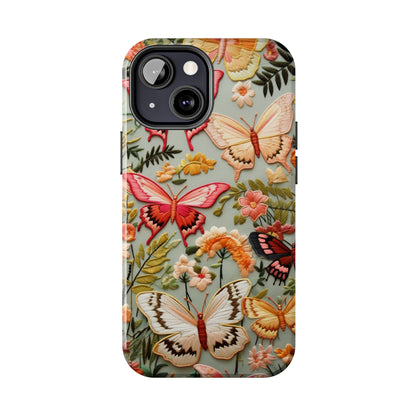 Embroidery Butterflies iPhone Case | Whimsical Elegance and Nature's Beauty in Handcrafted Detail