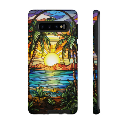 Tropical Stained Glass Sunset Beach