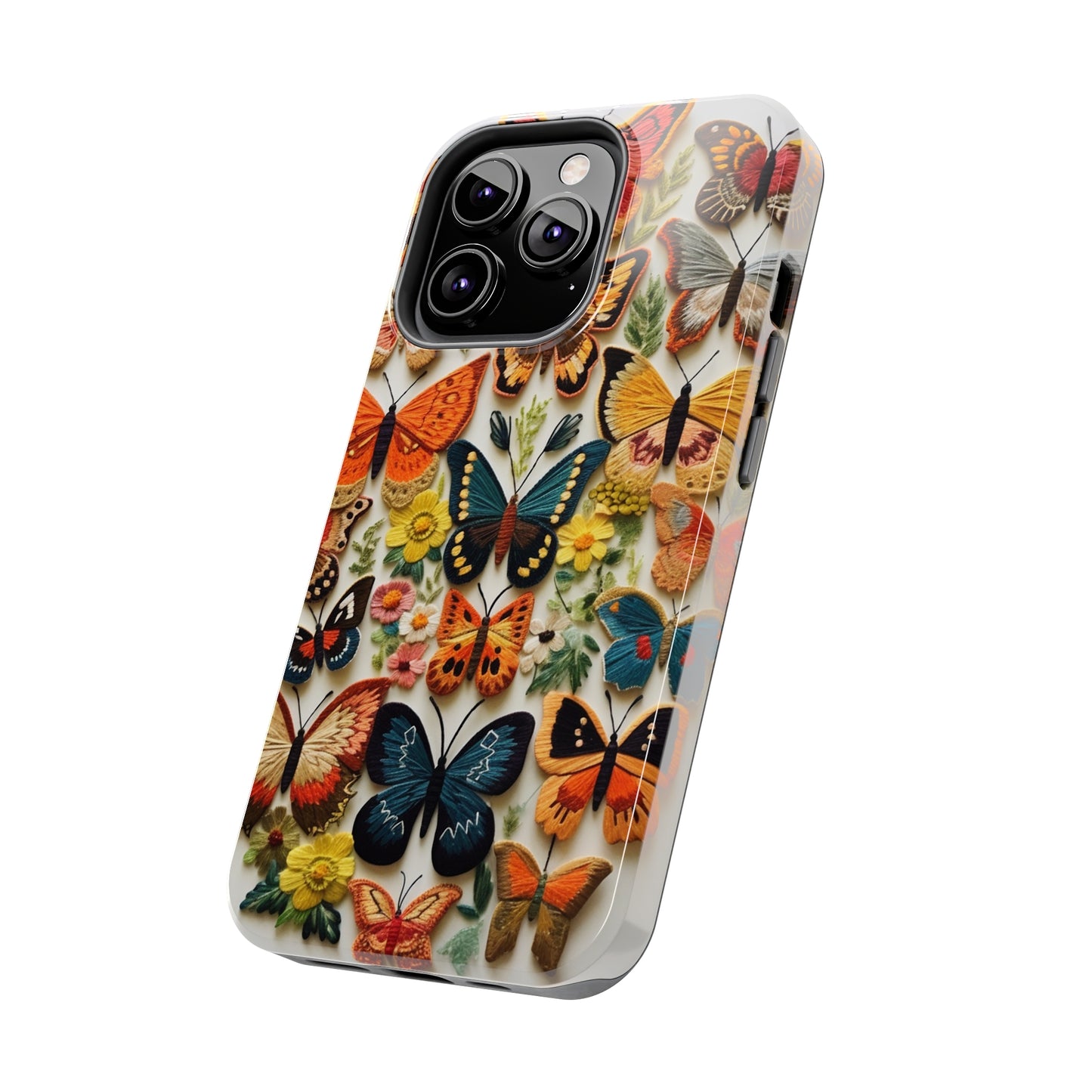 Embroidery Butterflies iPhone Case | Whimsical Elegance and Nature's Beauty in Handcrafted Detail