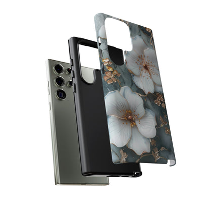 White Flower on Marble Stone  Phone Case