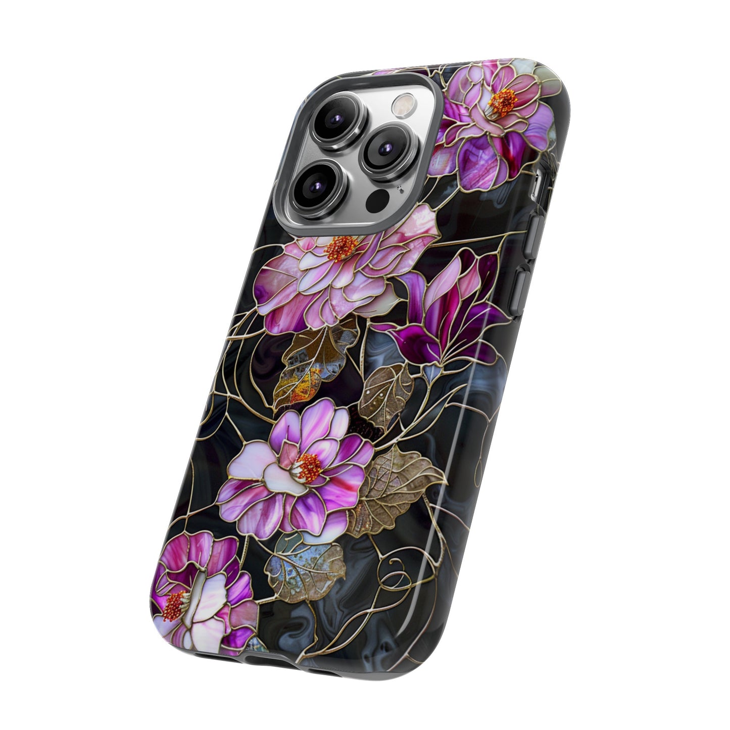 Magenta Color Floral Stained Glass Phone Case