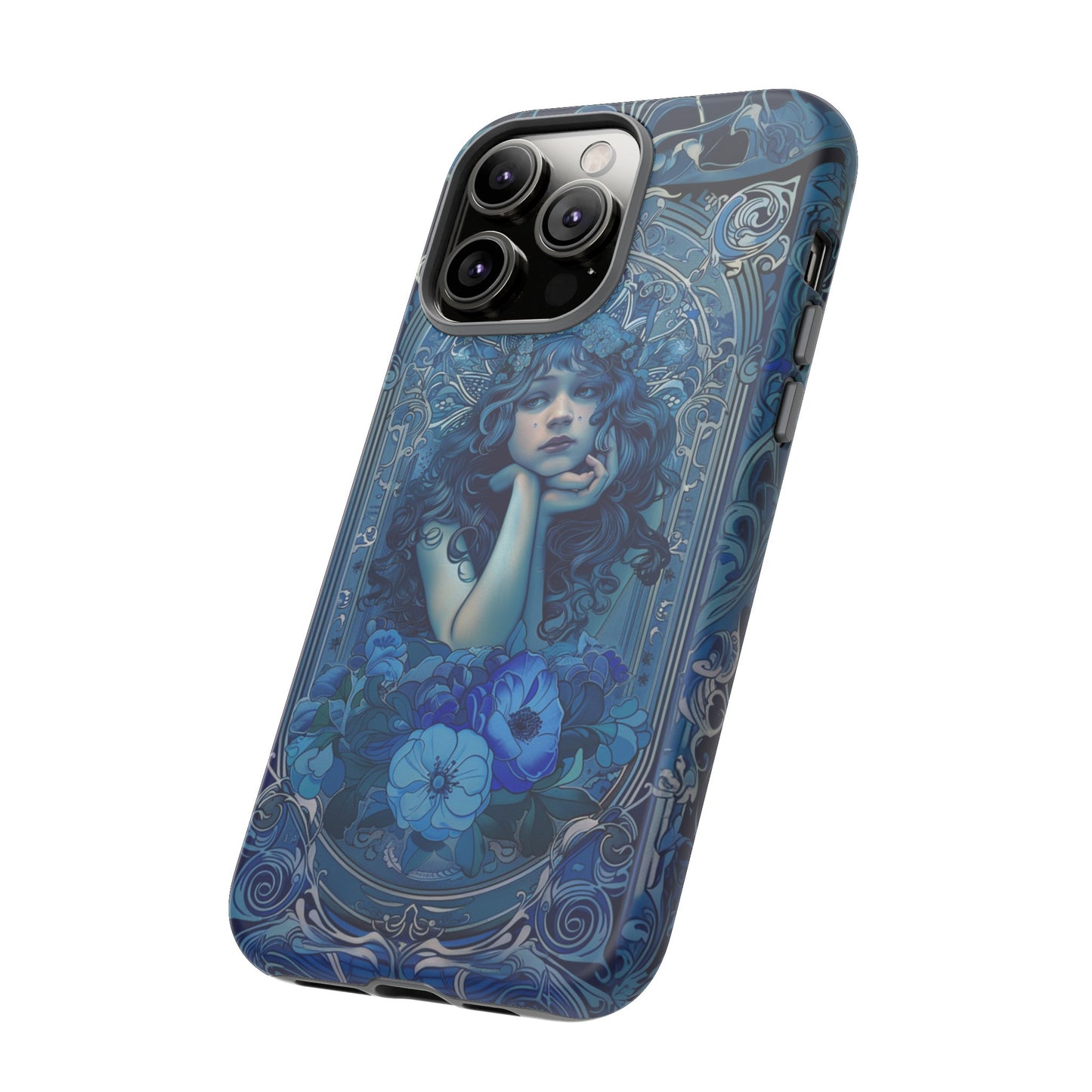 Blue Floral Art Nouveau Style Phone Case