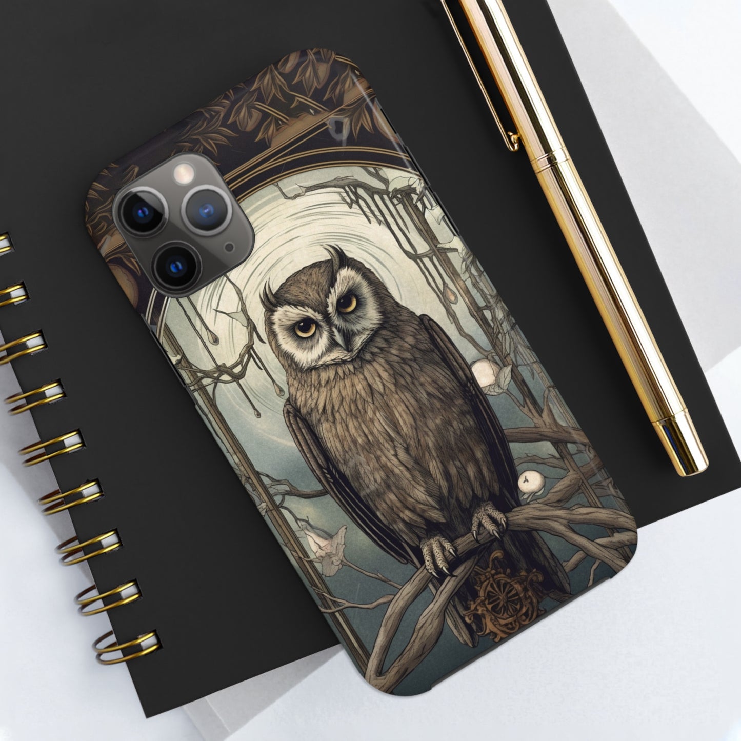 The Hermit Owl Tarot iPhone Tough Case | Embrace the Dark Academia Aesthetic and Retro Gothic Vibes with Captivating Tarot Design