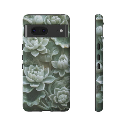 Green Jade Lotus Floral Art Phone Case