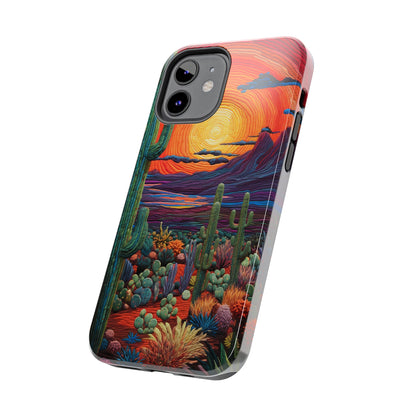 Desert Cactus Embroidery Style Phone Case