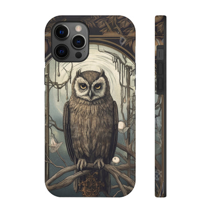 The Hermit Owl Tarot iPhone Tough Case | Embrace the Dark Academia Aesthetic and Retro Gothic Vibes with Captivating Tarot Design