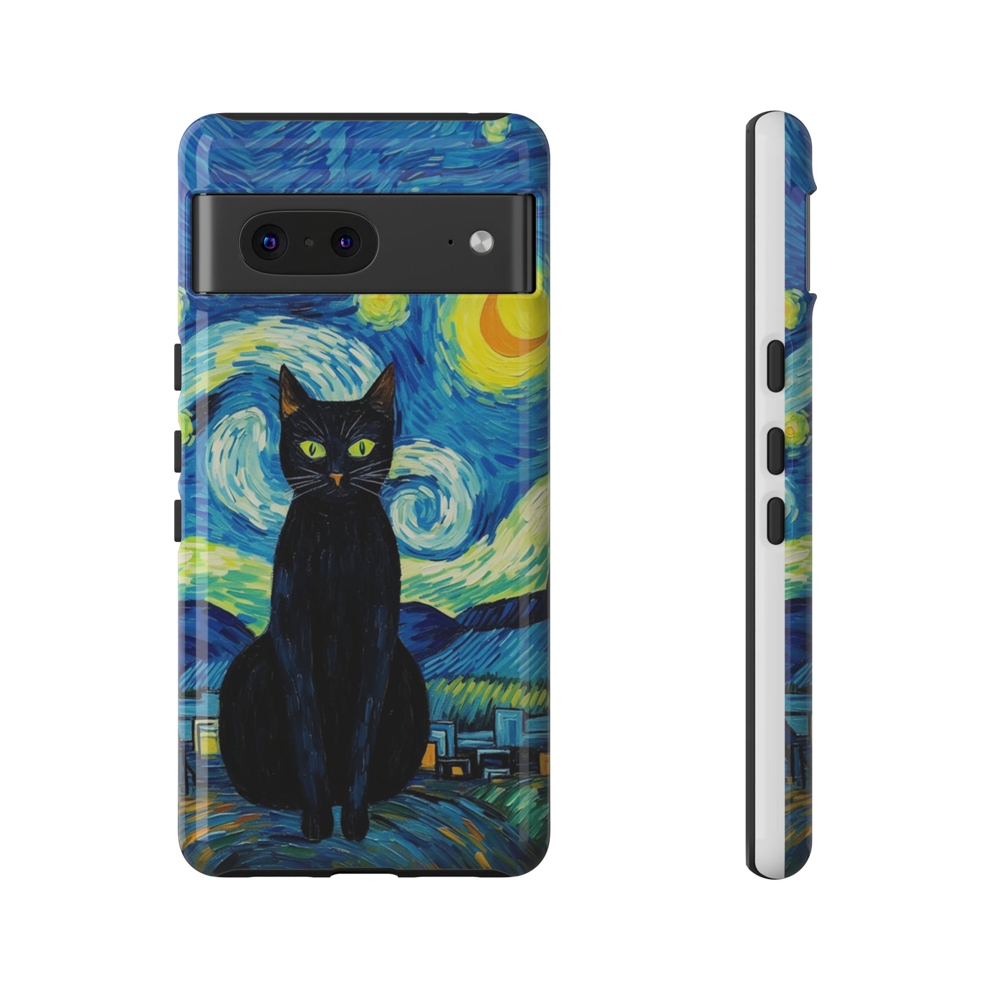 Starry Night Van Gogh Black Cat iPhone, Samsung Galaxy, Google Pixel  Case | Embrace Artistic Whimsy and Feline Charm