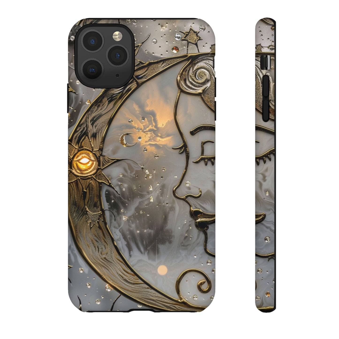 Moon Stars Stained Glass Starry Night Phone Case