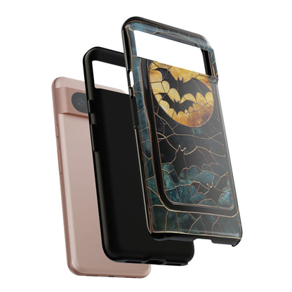 Halloween Phone Case Bats Stained Glass Style Spooky Moon Phone Cover