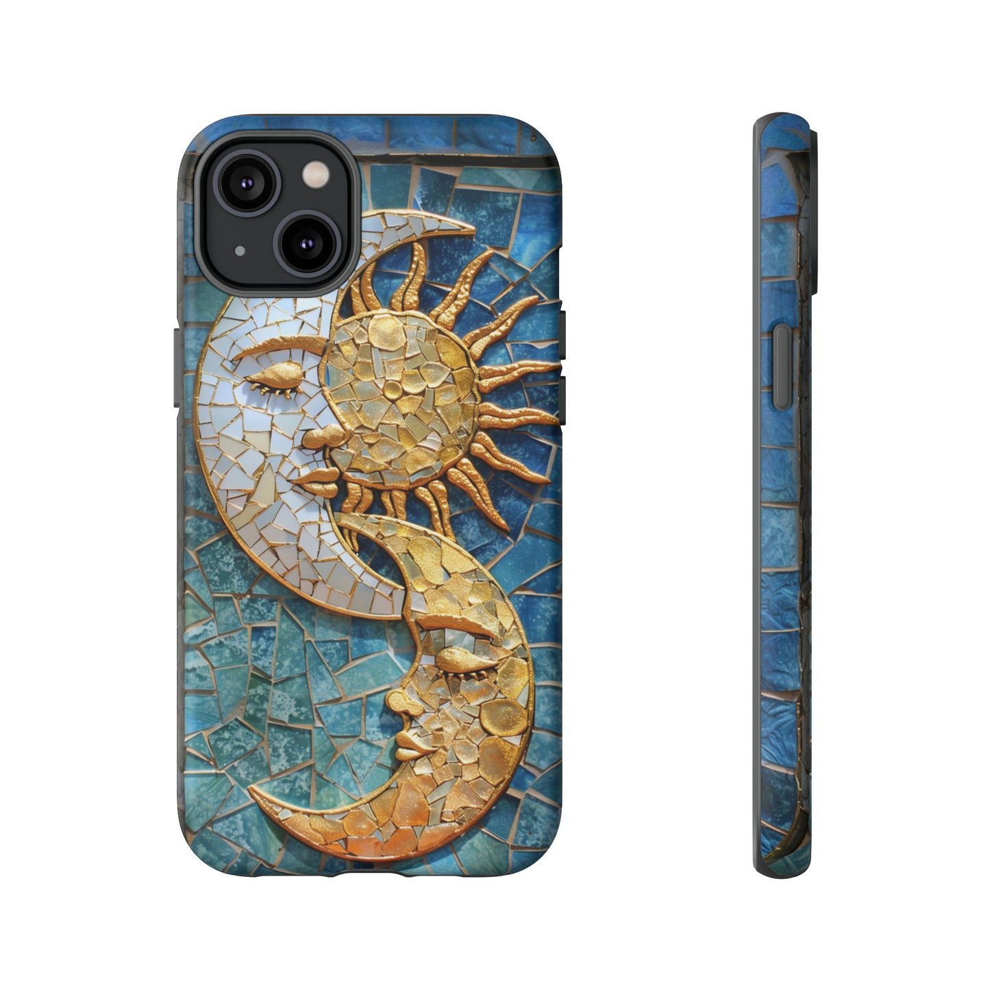 Boho Sun and Moon Mosaic Tile Stained Glass Phone Case