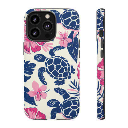 Undersea Floral Blue Sea Turtle Phone Case