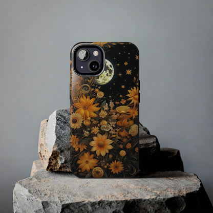 Cottagecore Floral Sun Moon Stars iPhone Case | Embrace Mystical Nature's Beauty